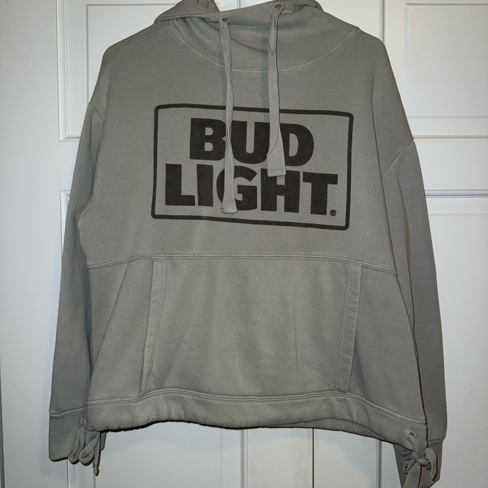 Bud Light Gray Tonal Hoodie Sweatshirt